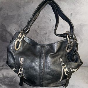 B. Makowsky Alice Pocket Glove Leather Shopper Black